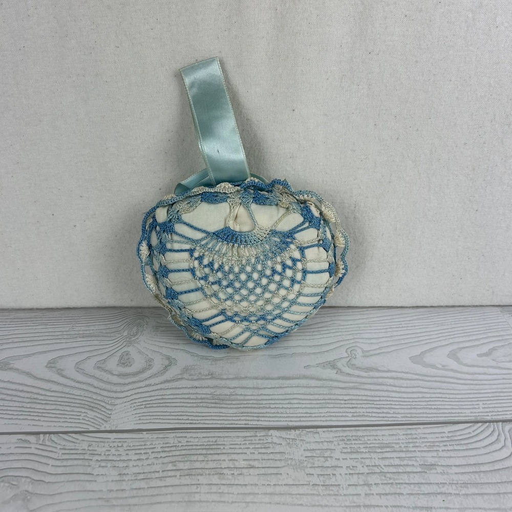 Handmade Blue White Heart Sachet Scented Pincushion Decorative‎ Small Pillow